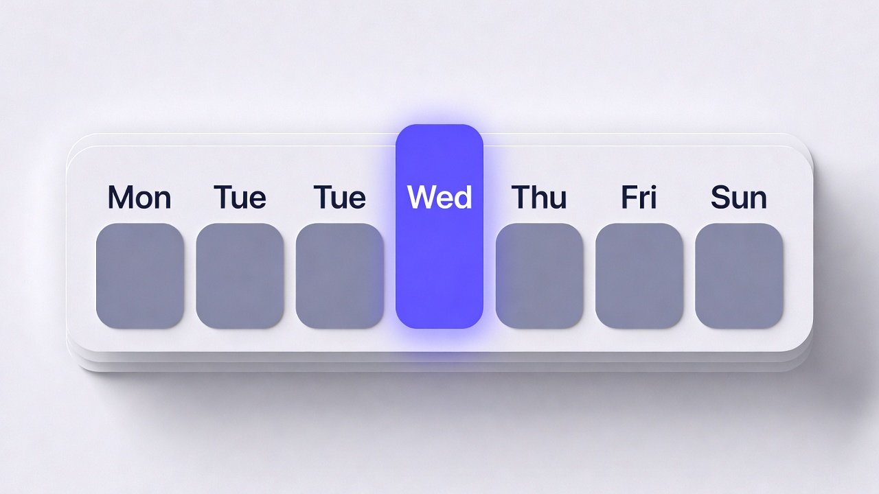 ISO 8601 week strip running Monday to Sunday with the defining Thursday highlighted